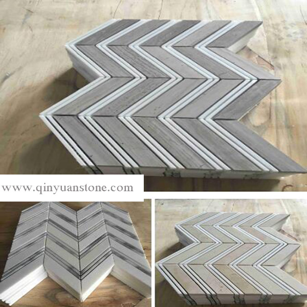 Herringbone marblemosaic tile