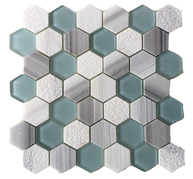 mosaico hexagonal de mármore
