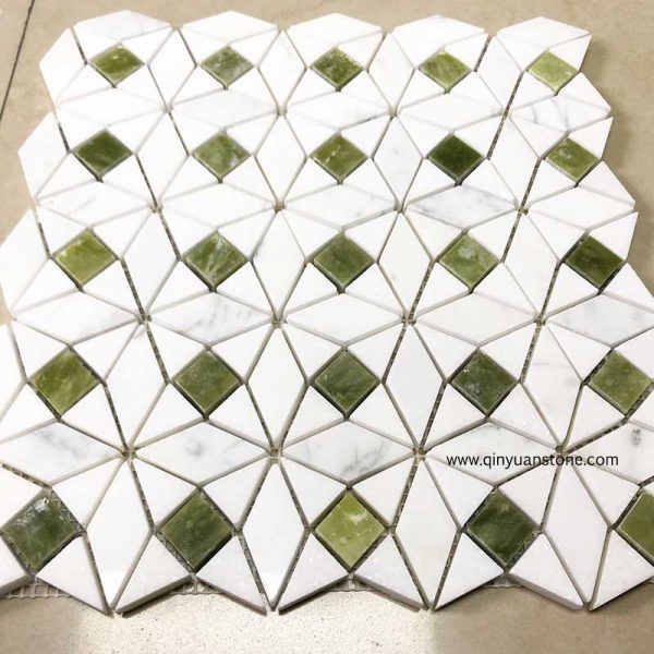 Triangle Mosaic Tiles Bathroom Tile, Green Mosaic Backsplash Tiles